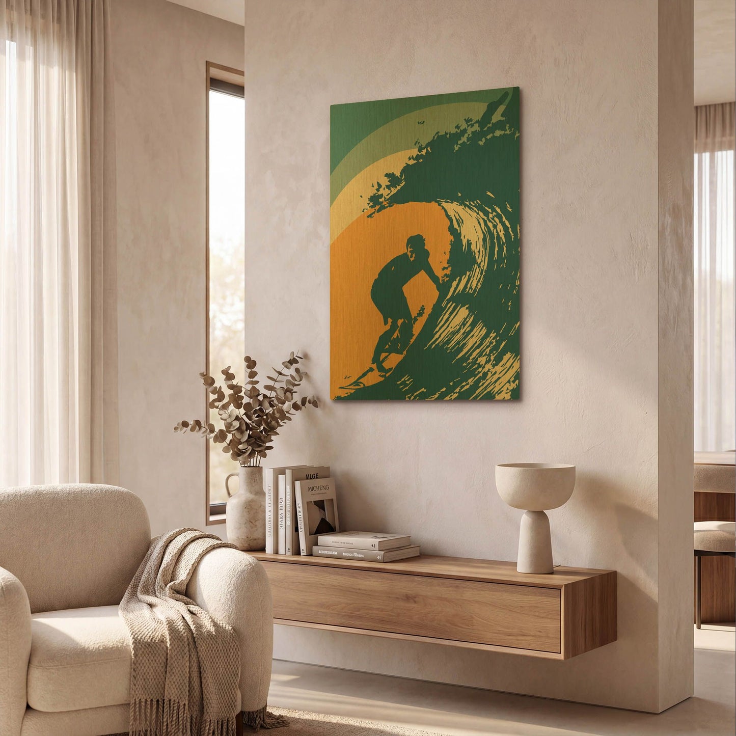 'Retro Surfer' By Gary Williams Gold Metal Wall Art