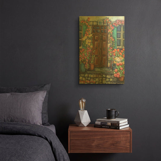 'Dorway in Provence' By Holly Wojhan Gold Metal Wall Art