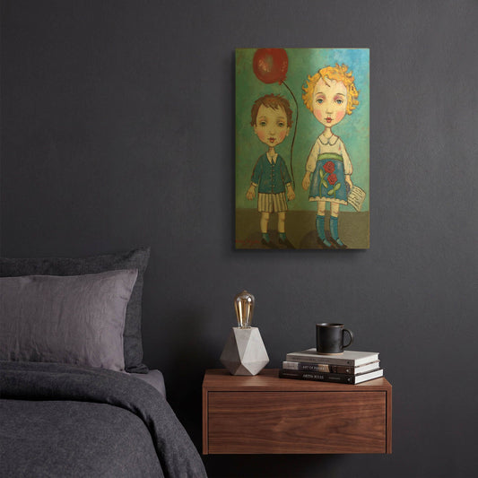 'The Red Balloon' By Holly Wojhan Gold Metal Wall Art