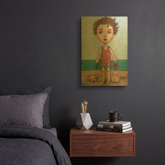 'Beach Boy' By Holly Wojhan Gold Metal Wall Art