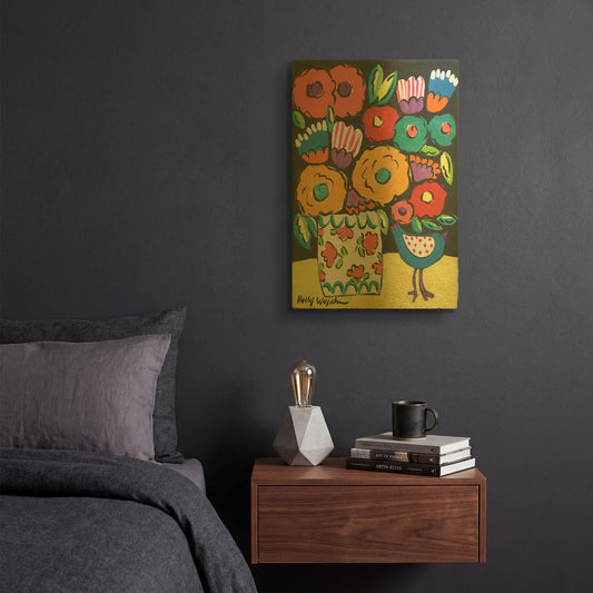 'Wild Flowers' By Holly Wojhan Gold Metal Wall Art