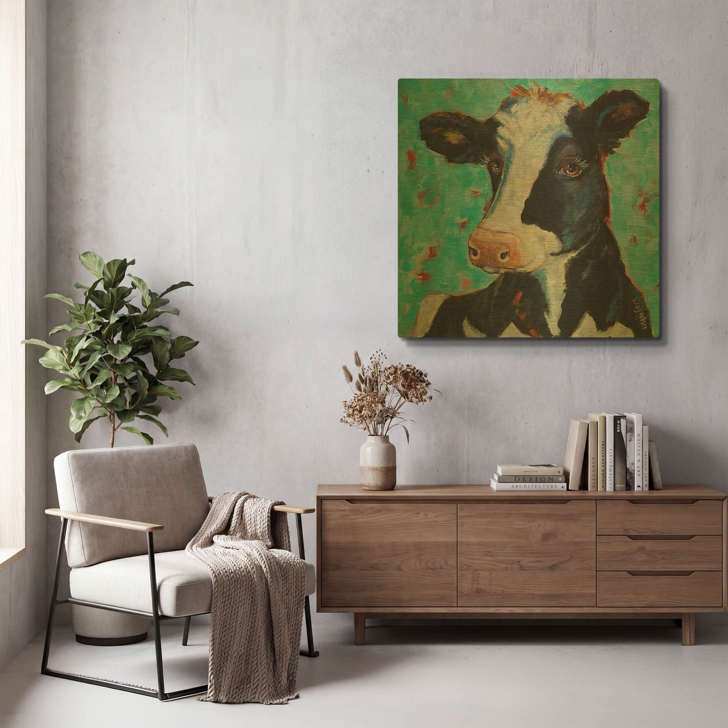 'Looking for Jersey Milk' By Holly Wojhan Gold Metal Wall Art