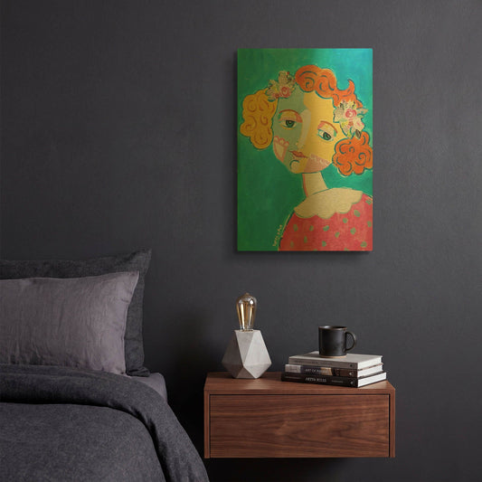 'Flower Head' By Holly Wojhan Gold Metal Wall Art