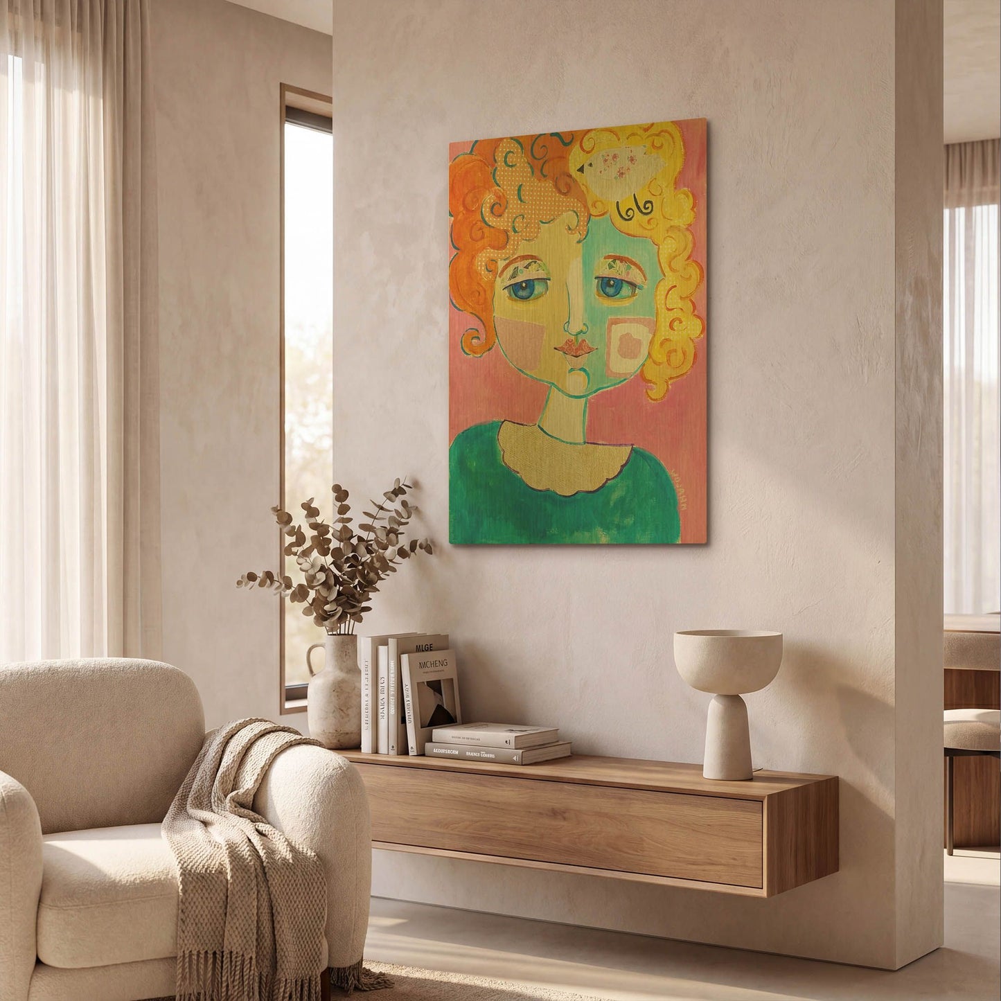 'Bird Head' By Holly Wojhan Gold Metal Wall Art