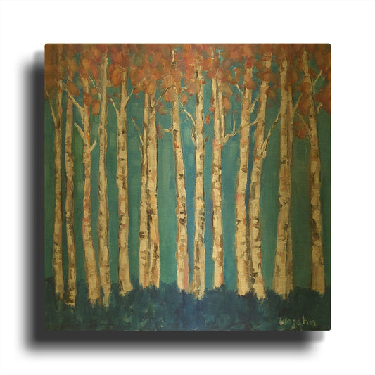 'Trees Pink' By Holly Wojhan Gold Metal Wall Art