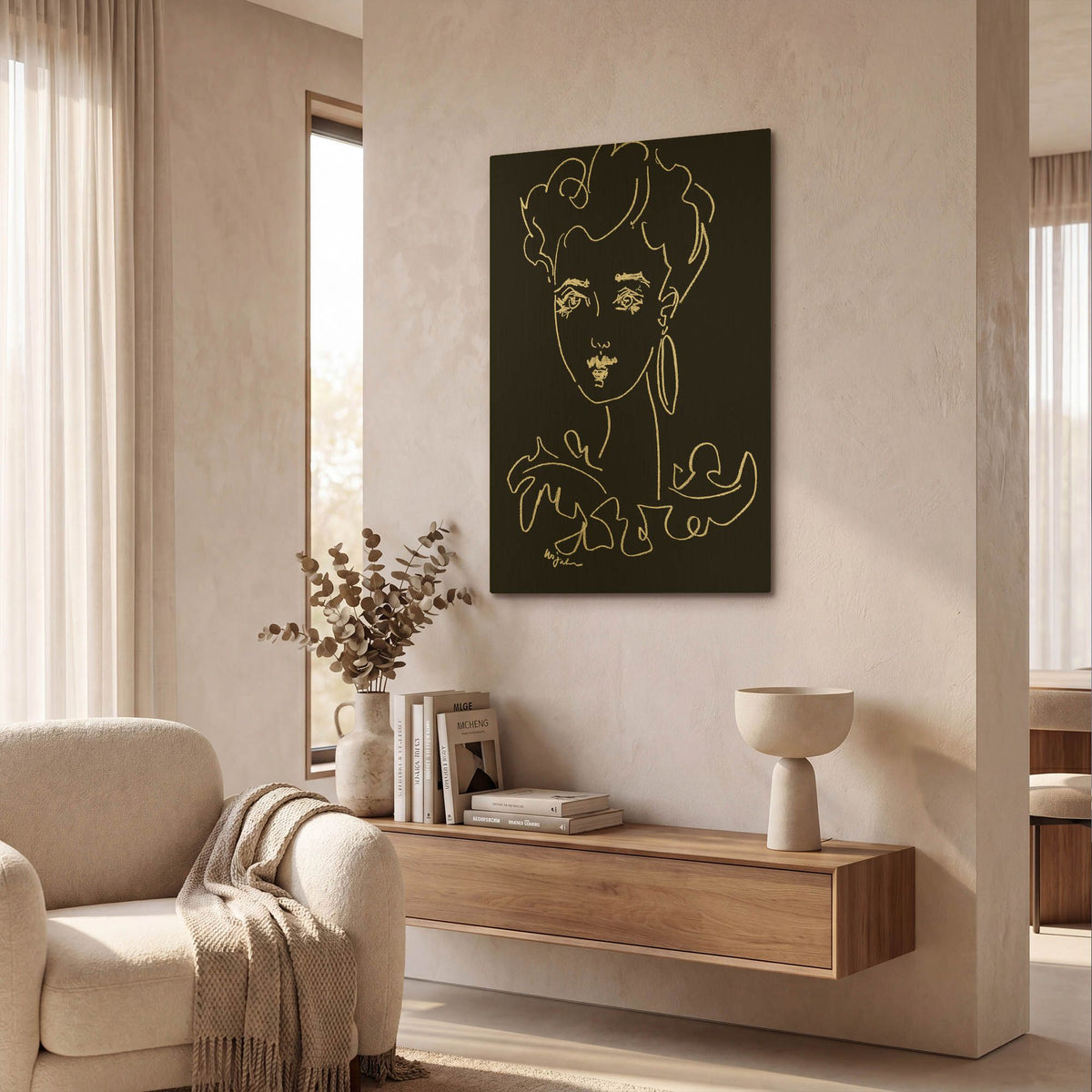 'Another Face Noir' By Holly Wojhan Gold Metal Wall Art