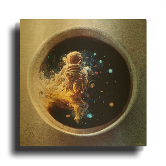 'Cup of Coffee' By Ben Heine Gold Metal Wall Art