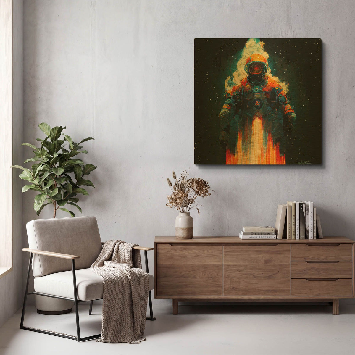 'The Astro Cruiser' By Ben Heine Gold Metal Wall Art
