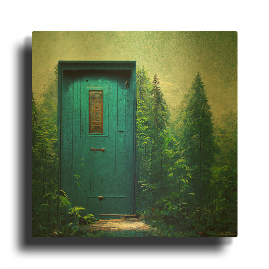 'Blue Door in the Green' By Ben Heine Gold Metal Wall Art
