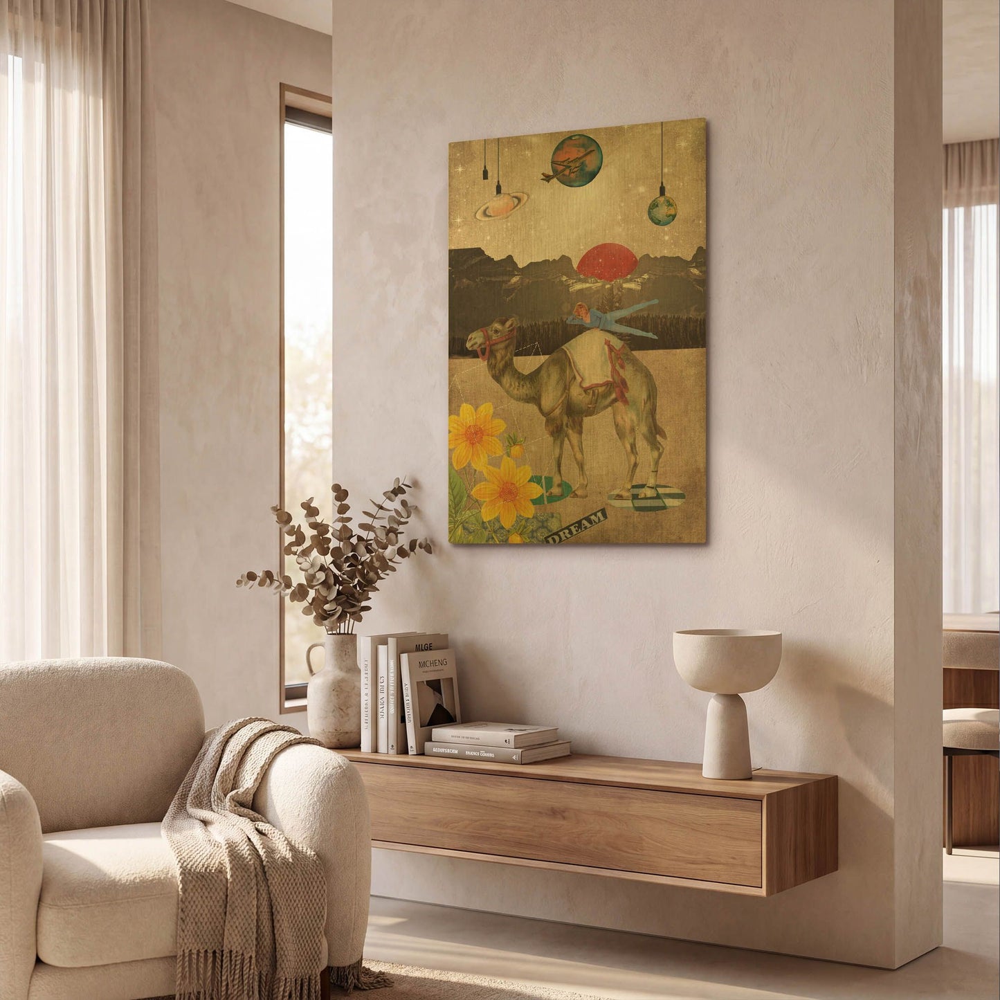 'Desert Is A Lonely Place' By Elo Marc Gold Metal Wall Art