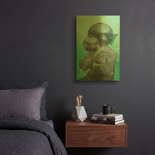 'Green Universe' By Elo Marc Gold Metal Wall Art