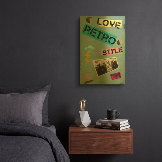 'Love Retro Style' By Elo Marc Gold Metal Wall Art