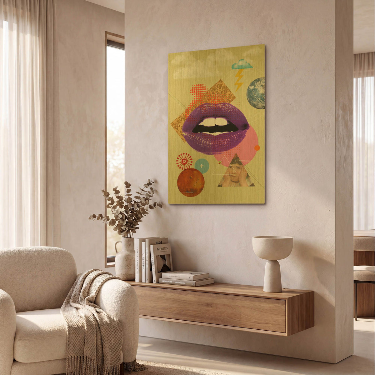 'Retro Kiss' By Elo Marc Gold Metal Wall Art