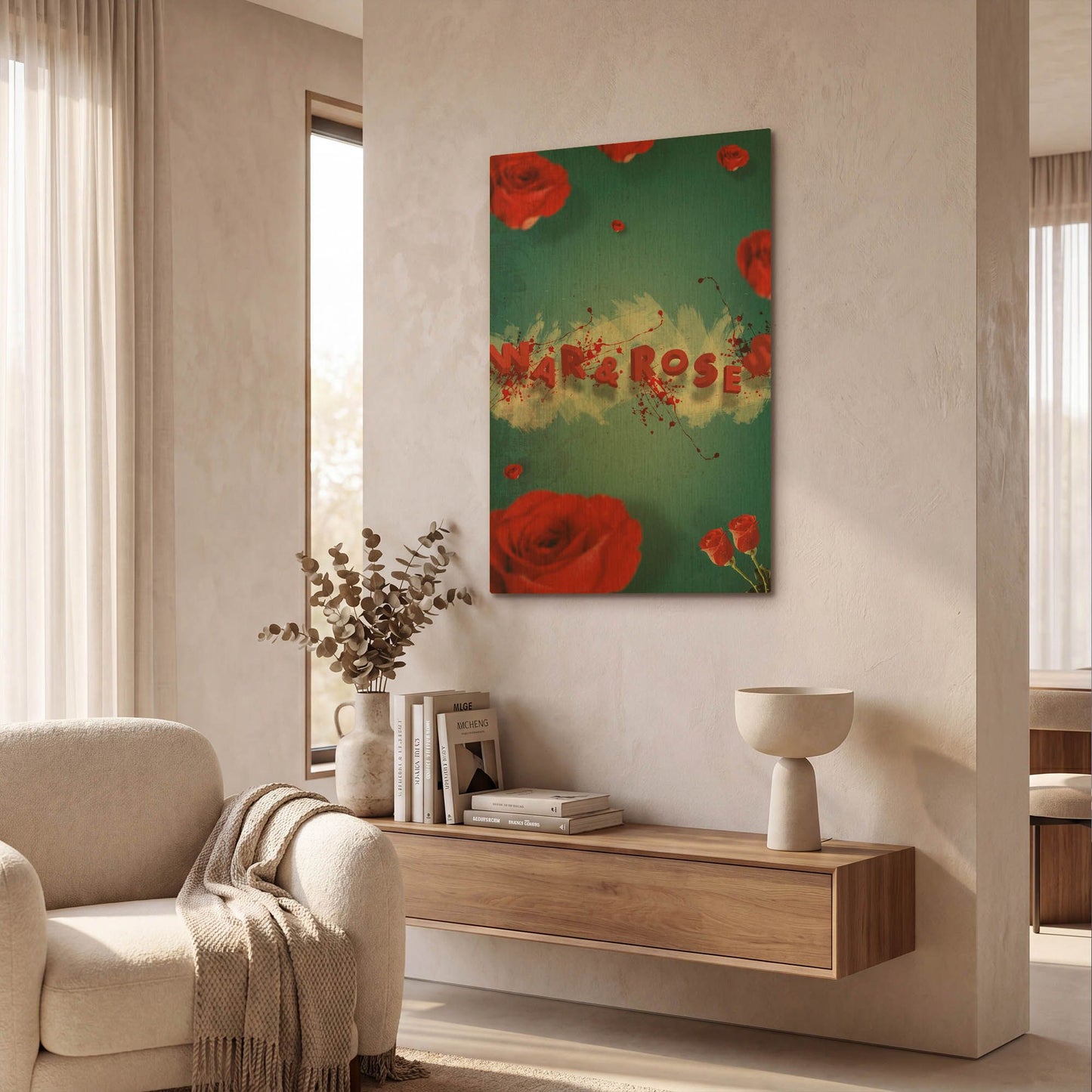 'War And Roses' By Elo Marc Gold Metal Wall Art