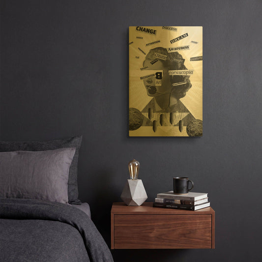 'Words Of Mass Destruction' By Elo Marc Gold Metal Wall Art