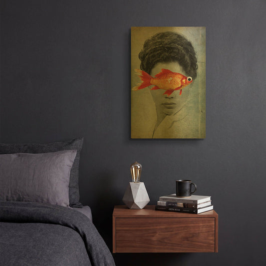 'Fish Eye' By Elo Marc Gold Metal Wall Art