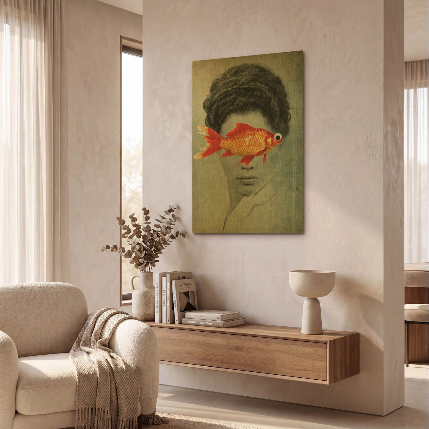 'Fish Eye' By Elo Marc Gold Metal Wall Art