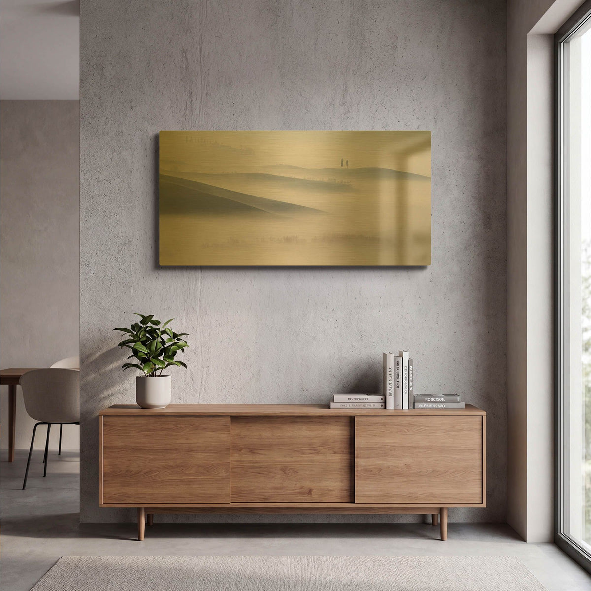 'Dawn Mist in Val dOrcia Tuscany' By Andy Mumford Gold Metal Wall Art