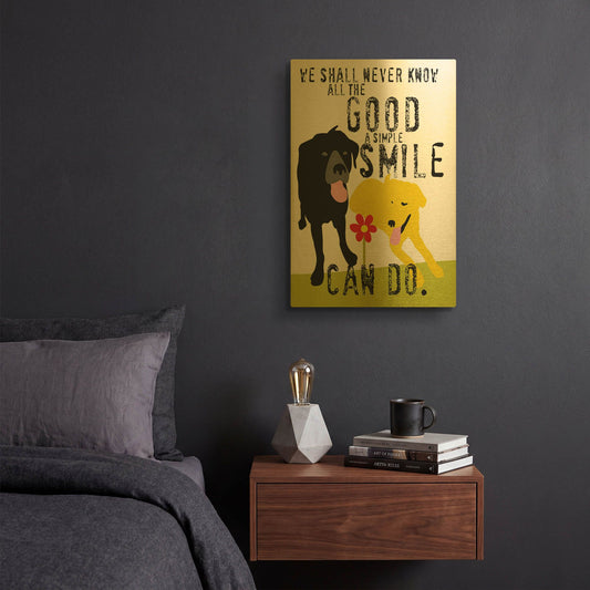 'The Good A Simple Smile Can Do' By Ginger Oliphant Gold Metal Wall Art