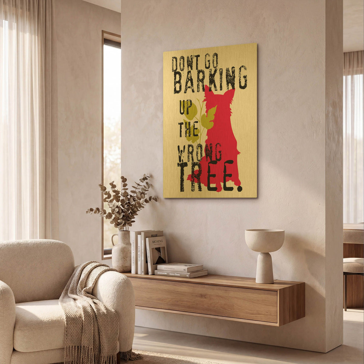 'Dont Go Barking' By Ginger Oliphant Gold Metal Wall Art