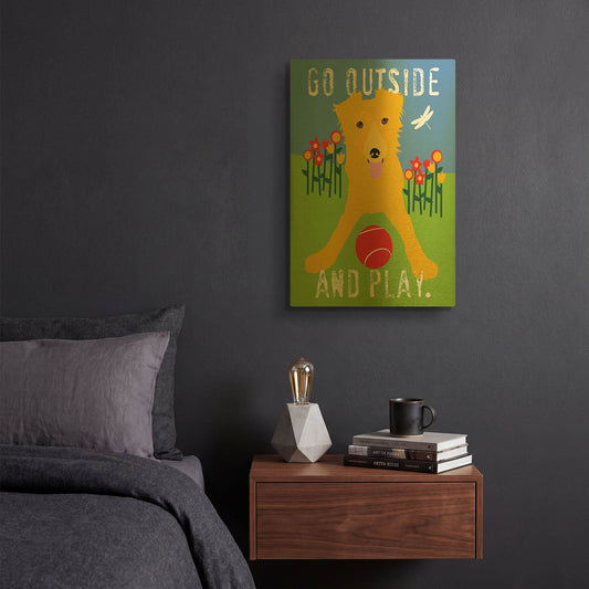 'Go Outside And Play' By Ginger Oliphant Gold Metal Wall Art