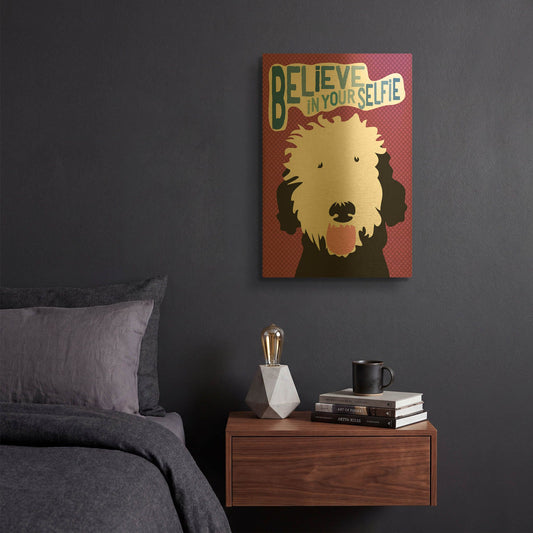 'Believe In Your Selfie' By Ginger Oliphant Gold Metal Wall Art