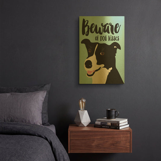 'Beware Of Dog Kisses' By Ginger Oliphant Gold Metal Wall Art