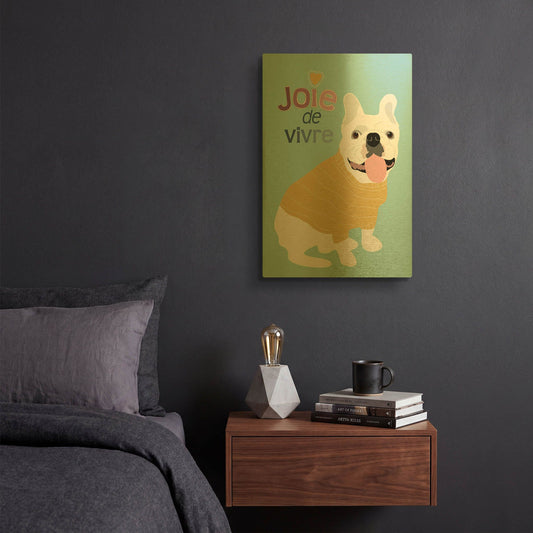 'French Bulldog Joie De Vivre' By Ginger Oliphant Gold Metal Wall Art