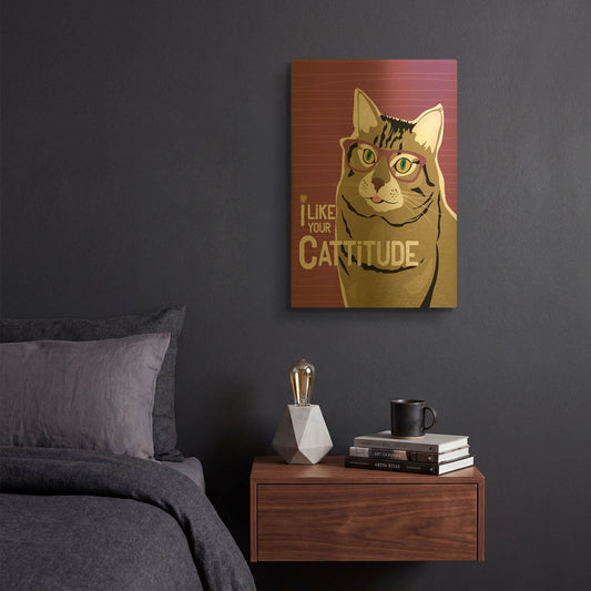 'I Like Your Cattitude' By Ginger Oliphant Gold Metal Wall Art