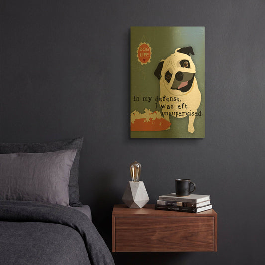 'Pug Dog Life' By Ginger Oliphant Gold Metal Wall Art