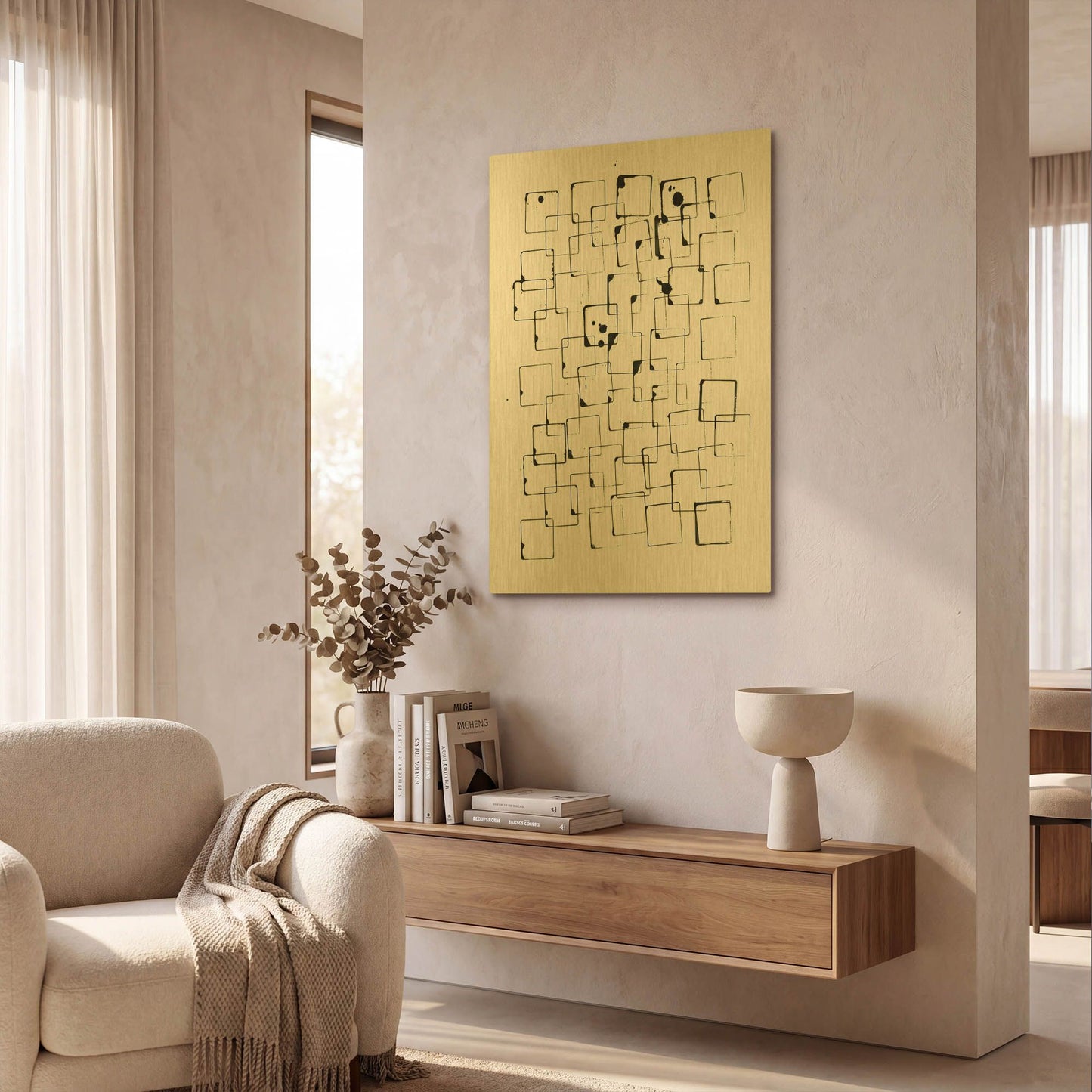 'Building Blocks' By Ilana Greenberg Gold Metal Wall Art