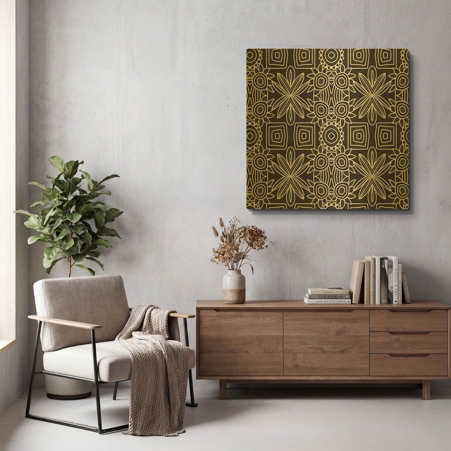 'LW3149' By Linda Woods Gold Metal Wall Art