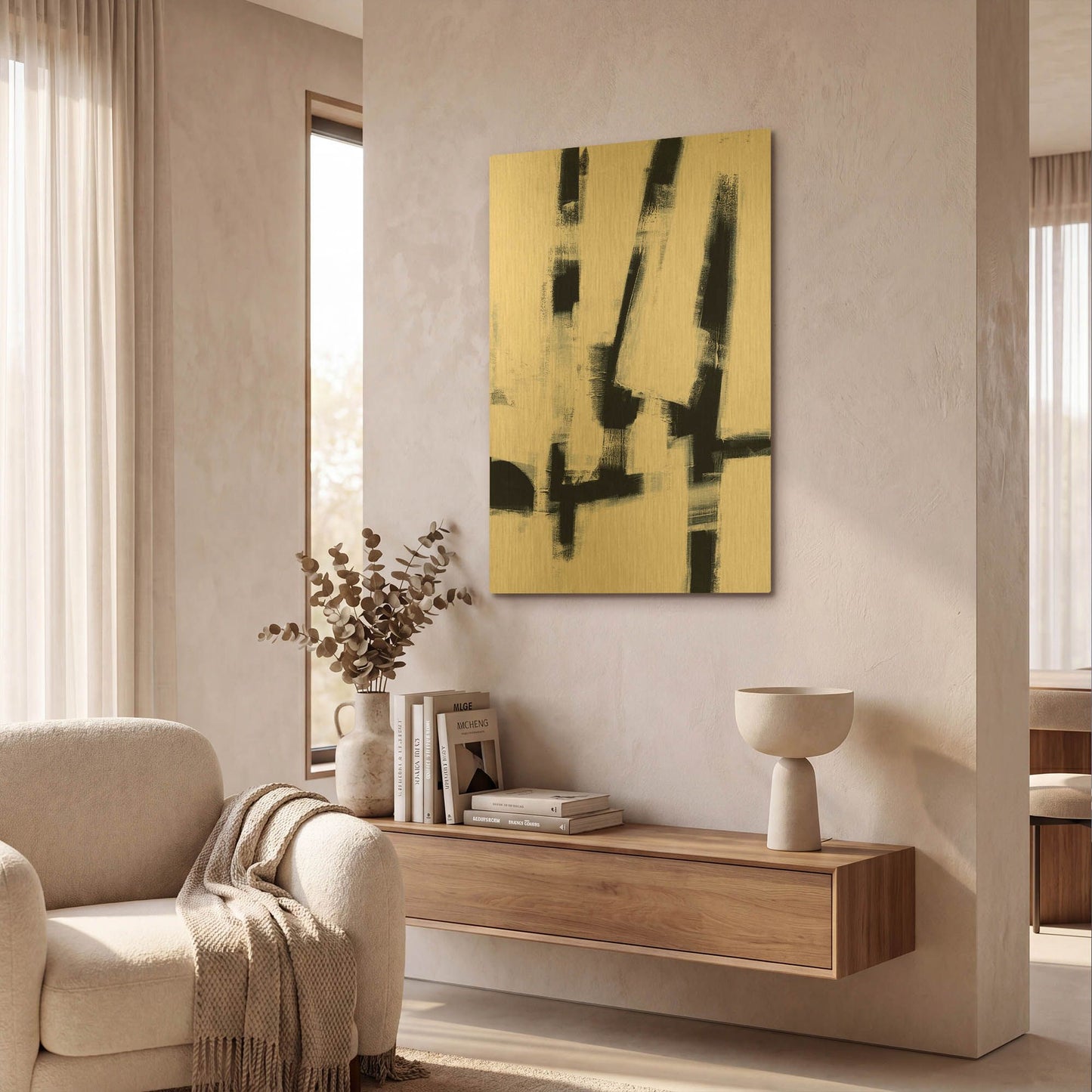 'In The Shadows' By Ilana Greenberg Gold Metal Wall Art