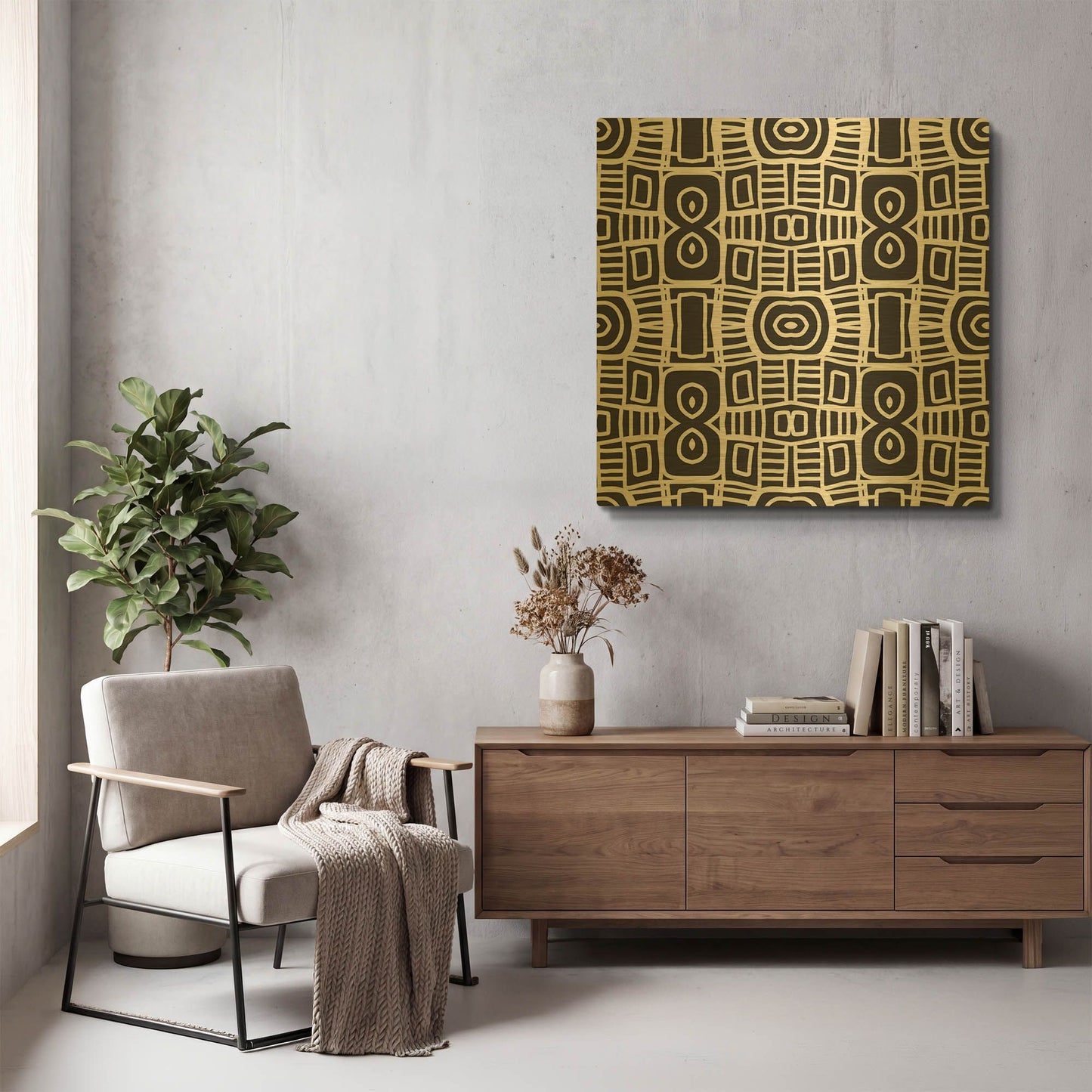 'LW3150' By Linda Woods Gold Metal Wall Art