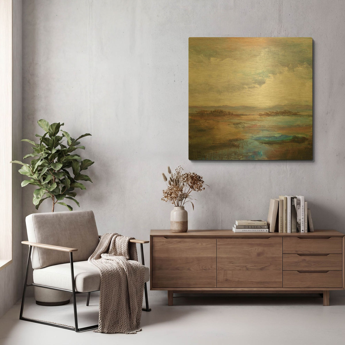 'Along The Stream' By Karen Hale Gold Metal Wall Art