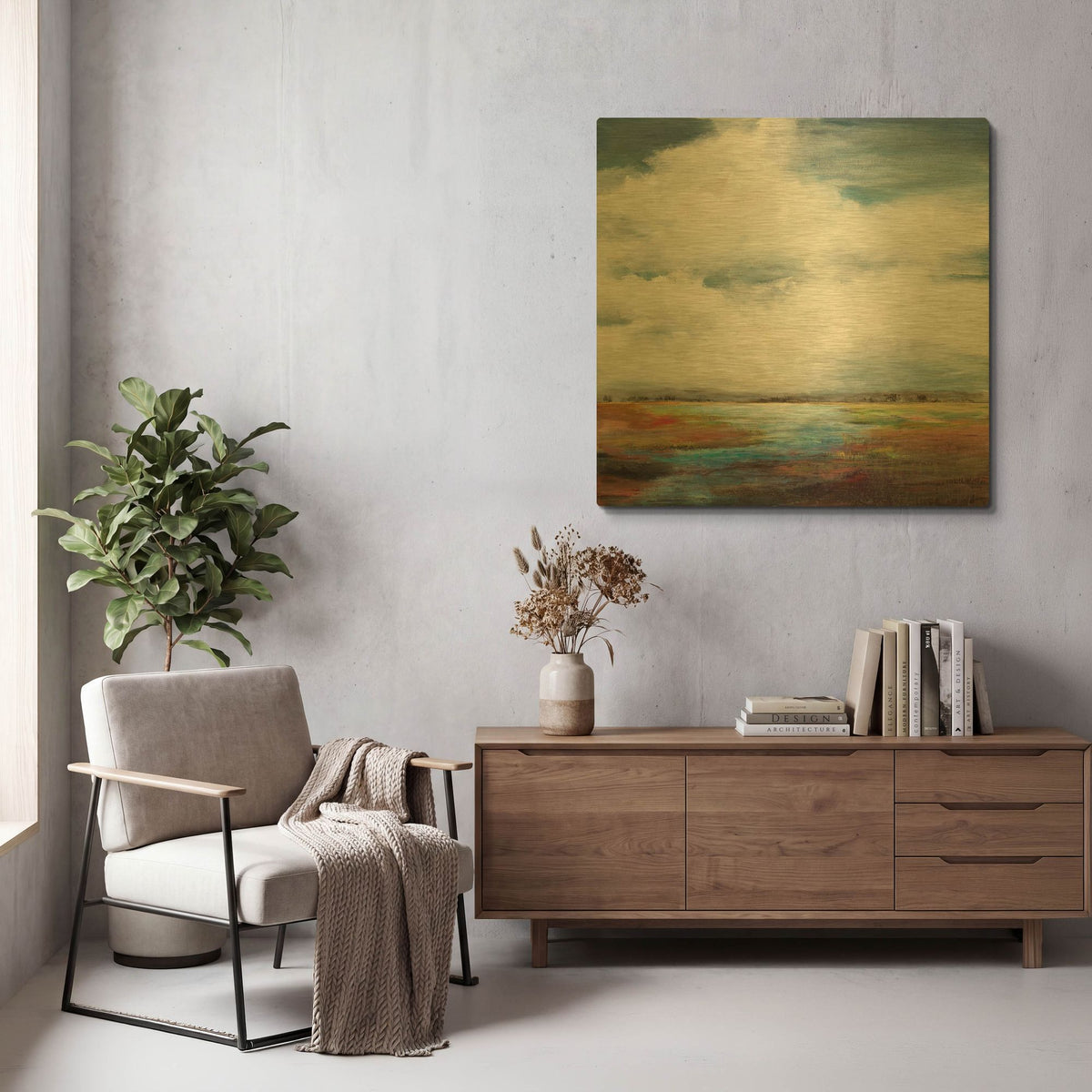 'Can' By Karen Hale Gold Metal Wall Art