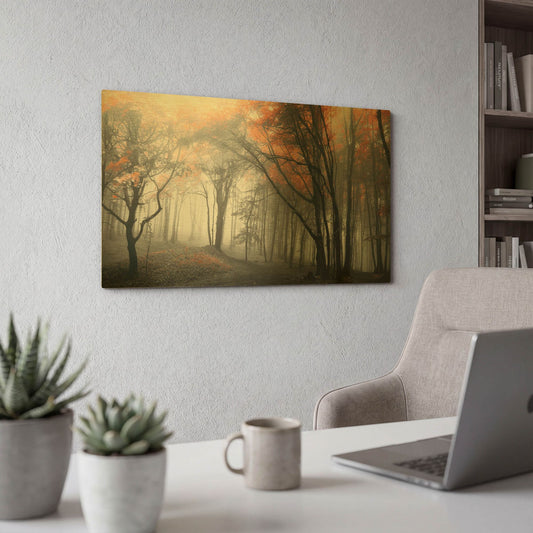 'Autumn Woods 1' By PhotoINC Studio Gold Metal Wall Art