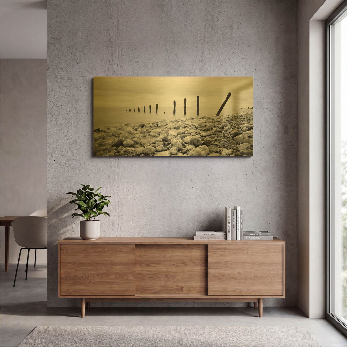 'Beach Pebbles' By PhotoINC Studio Gold Metal Wall Art