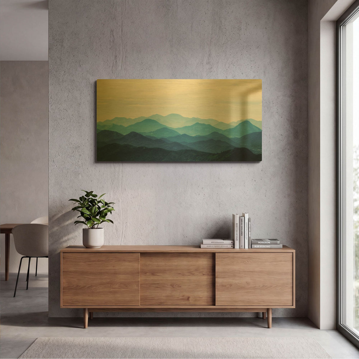 'Blue Mountains' By PhotoINC Studio Gold Metal Wall Art