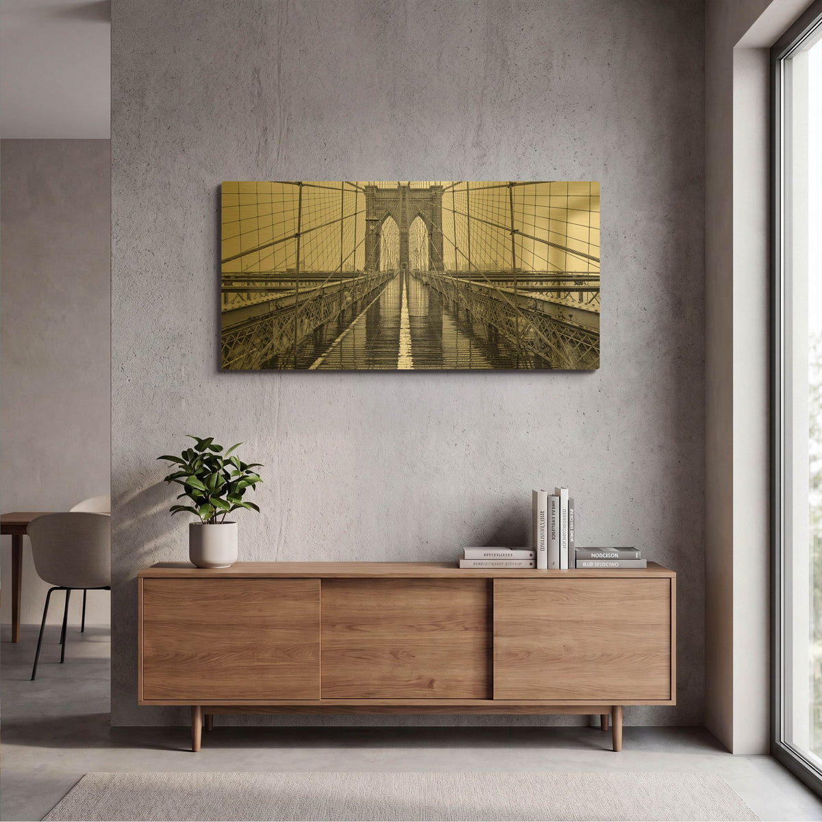'Brooklyn Bridge' By PhotoINC Studio Gold Metal Wall Art