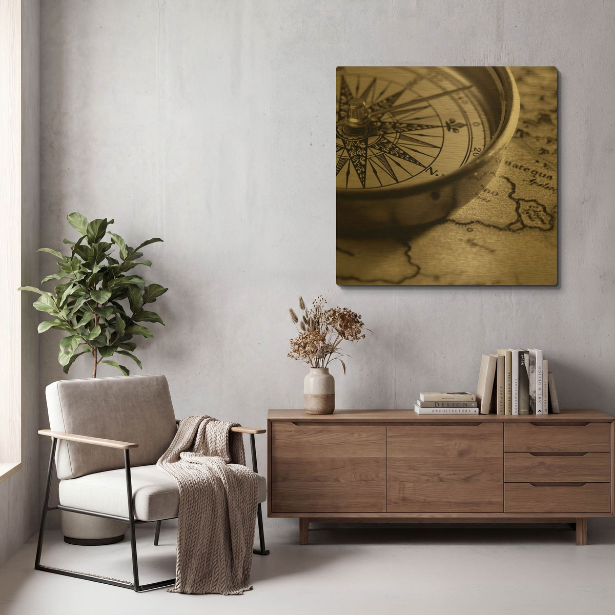 'Compass' By PhotoINC Studio Gold Metal Wall Art