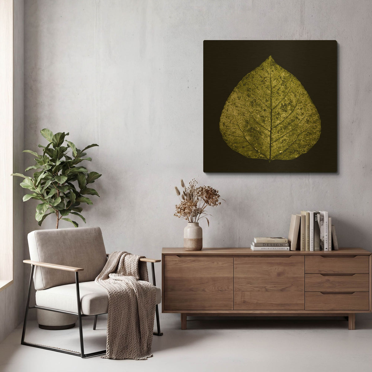 'Green Leaf' By PhotoINC Studio Gold Metal Wall Art
