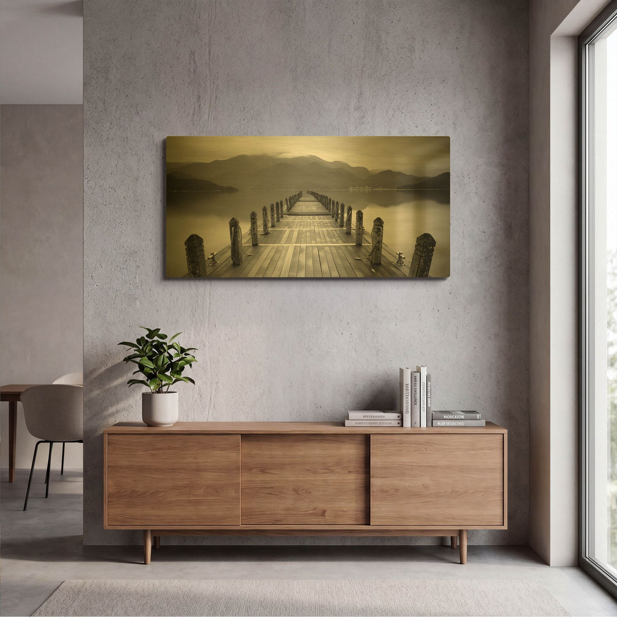 'Lake Pier 1' By PhotoINC Studio Gold Metal Wall Art