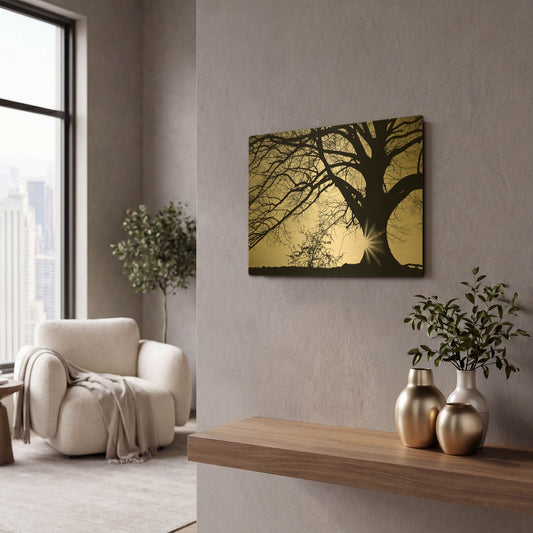 'Oak Silhouette' By PhotoINC Studio Gold Metal Wall Art