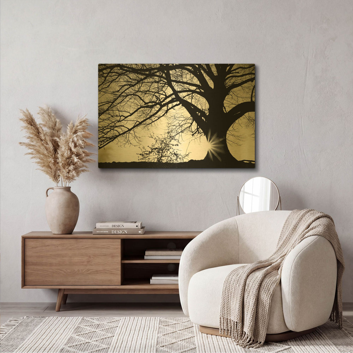 'Oak Silhouette' By PhotoINC Studio Gold Metal Wall Art
