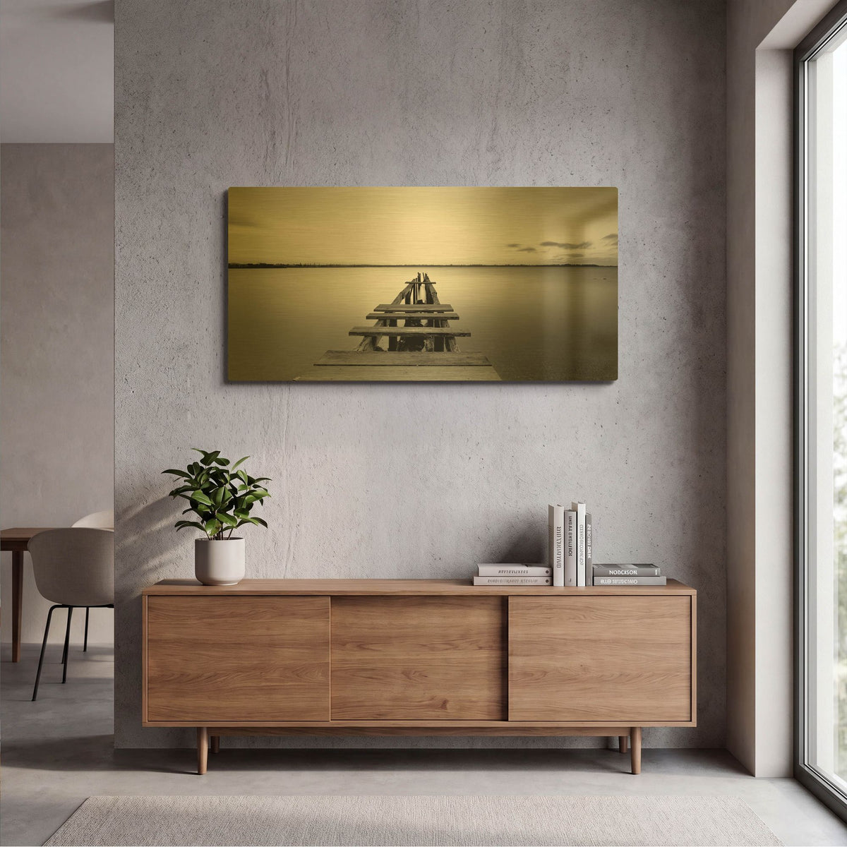 'Old Pier 2' By PhotoINC Studio Gold Metal Wall Art