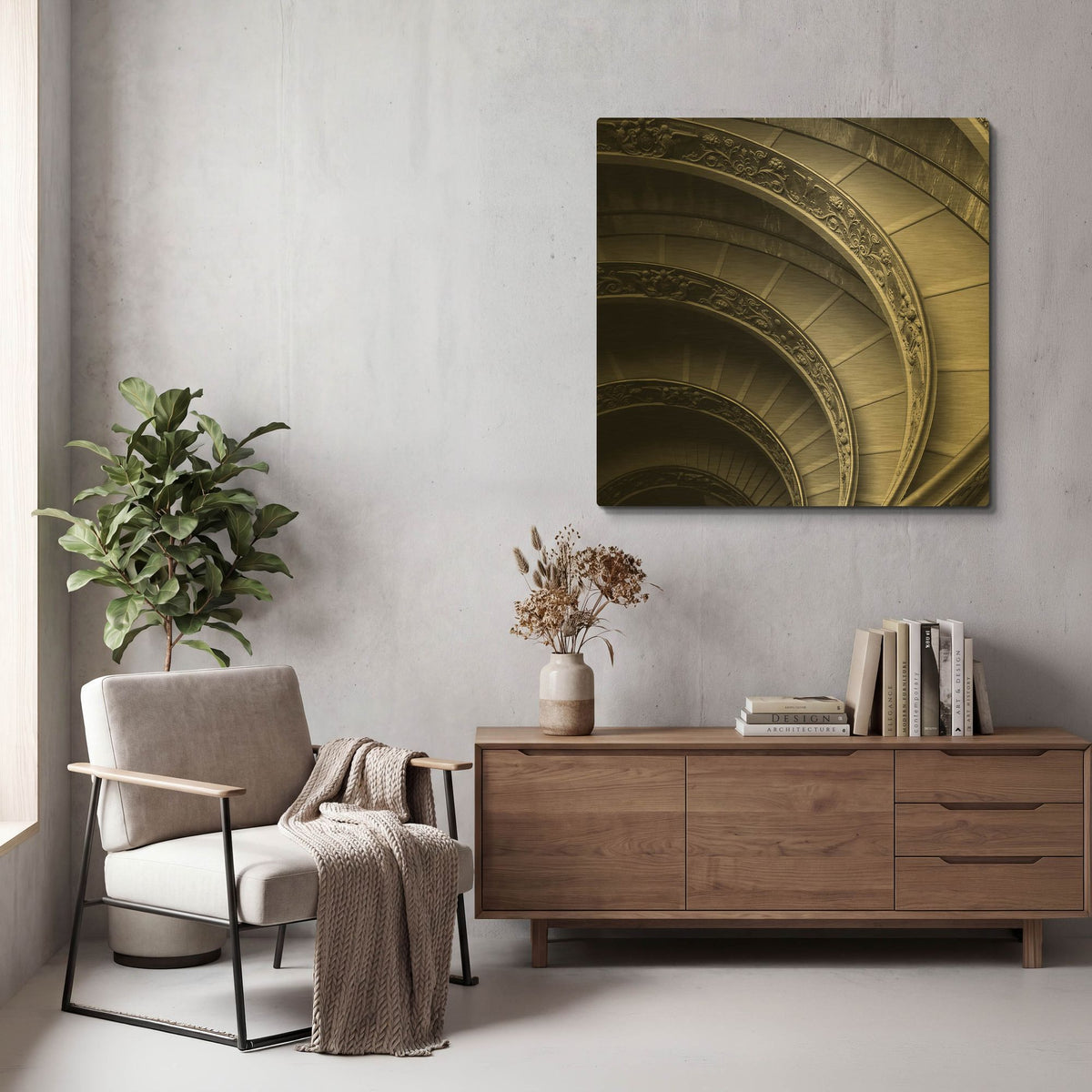 'Spiral Staircase No. 1' By PhotoINC Studio Gold Metal Wall Art