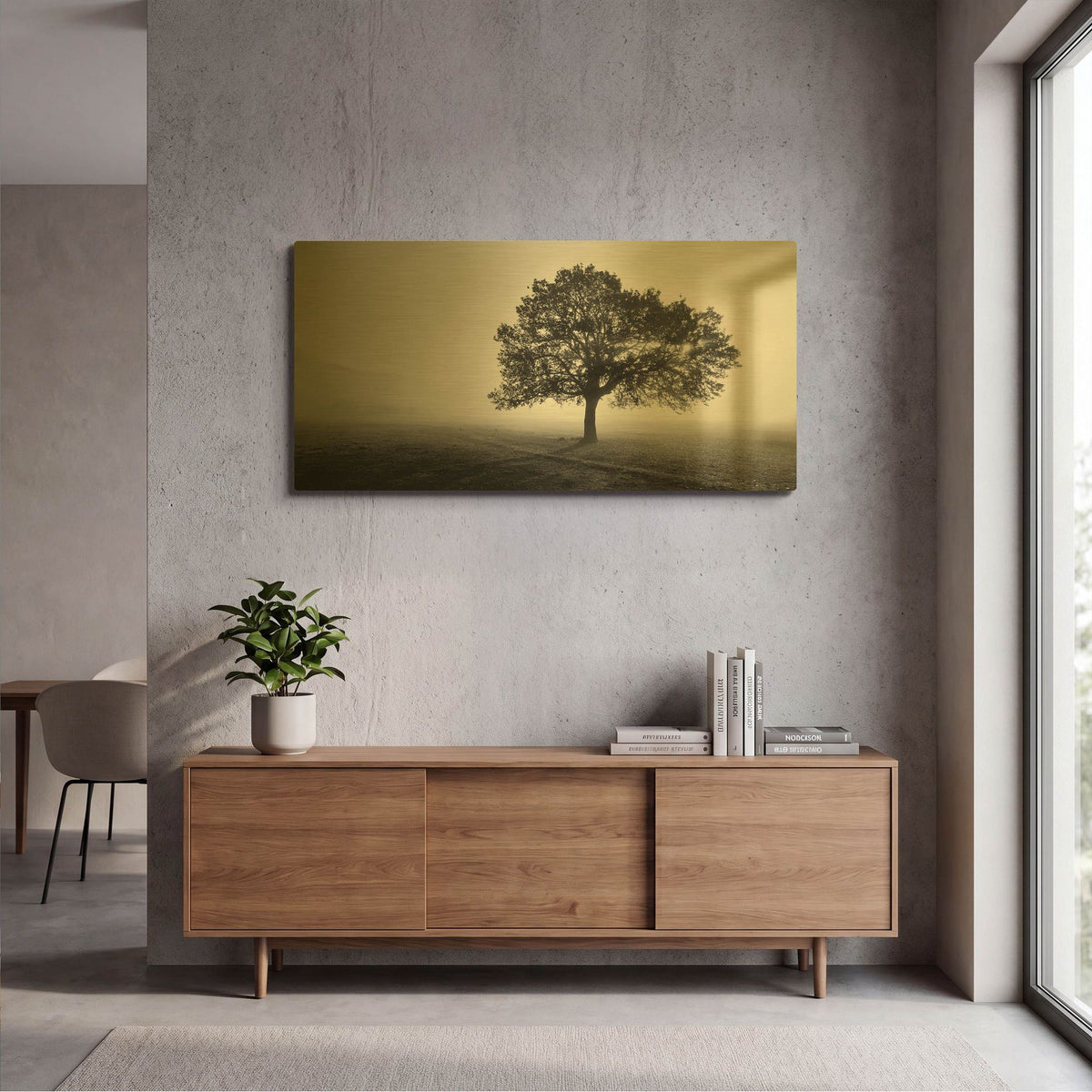 'Tree In Mist' By PhotoINC Studio Gold Metal Wall Art