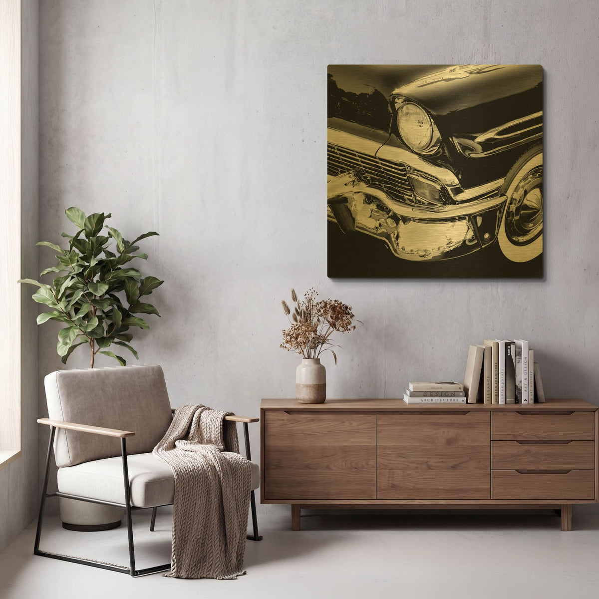 'Vintage Car 1' By PhotoINC Studio Gold Metal Wall Art