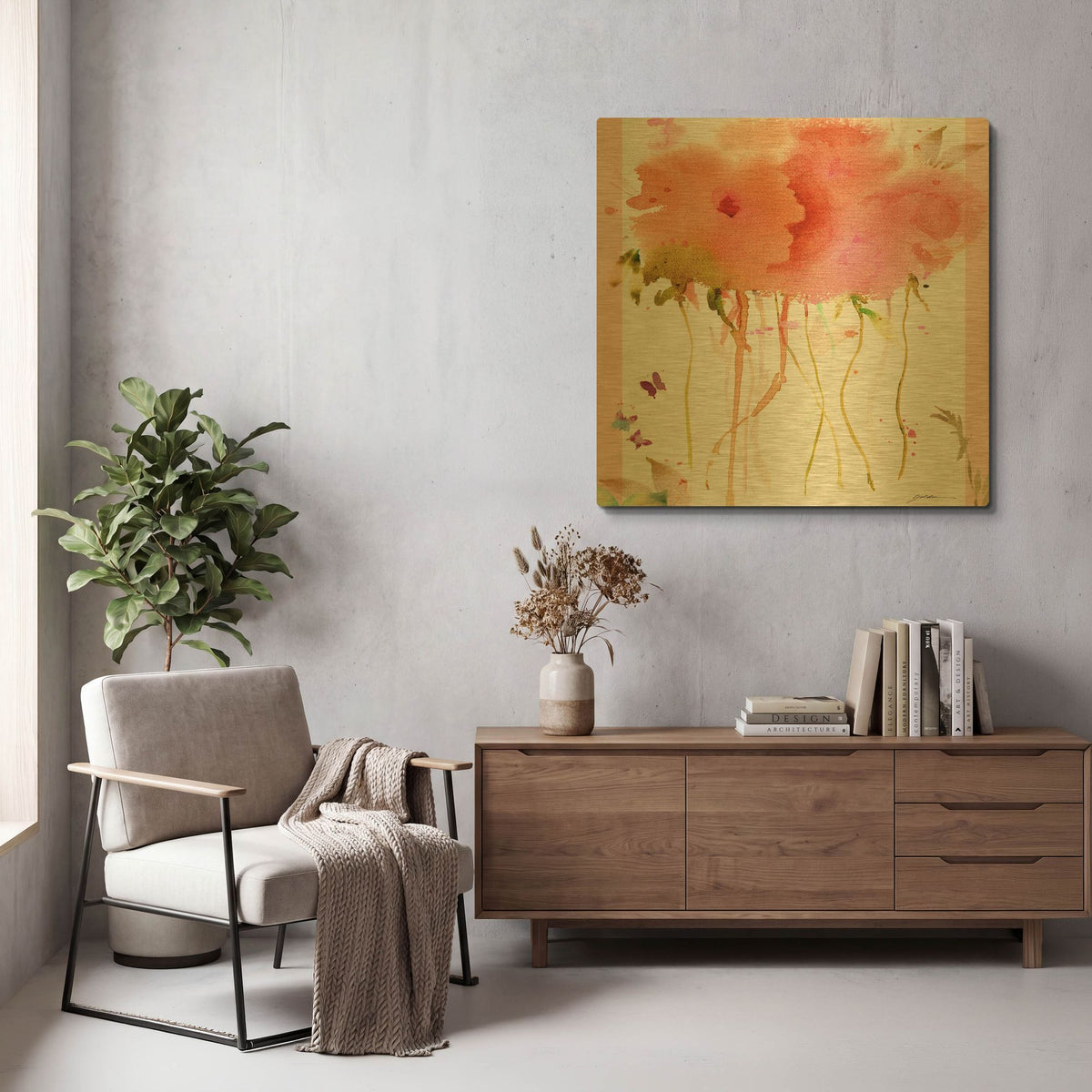 'Butterfly Blossoming' By Sheila Golden Gold Metal Wall Art